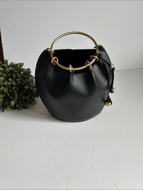 a new day Black Mini Bag with Gold Ring Handle